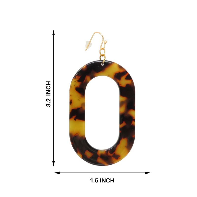Oussum Designer Dangle Earrings Tortoise Shell Resin Women Fashion Jewelry