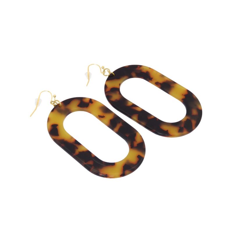 Oussum Designer Dangle Earrings Tortoise Shell Resin Women Fashion Jewelry