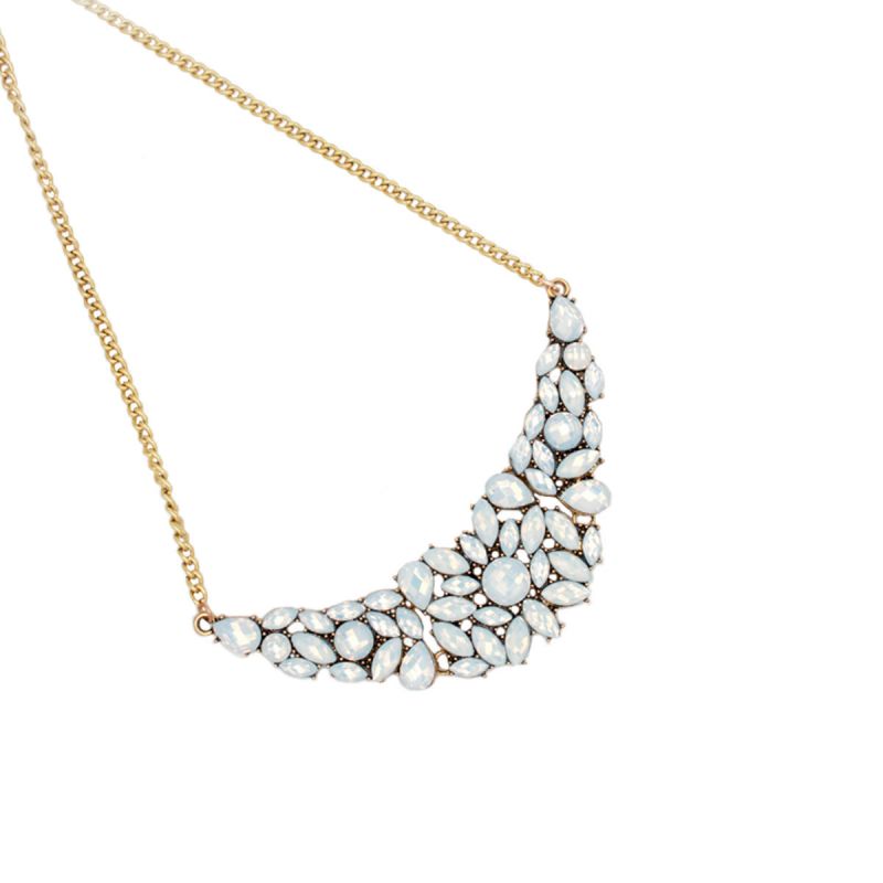 Oussum Fashion Gold White Gemstone Collar Necklace For Women Anniversary Jewelry