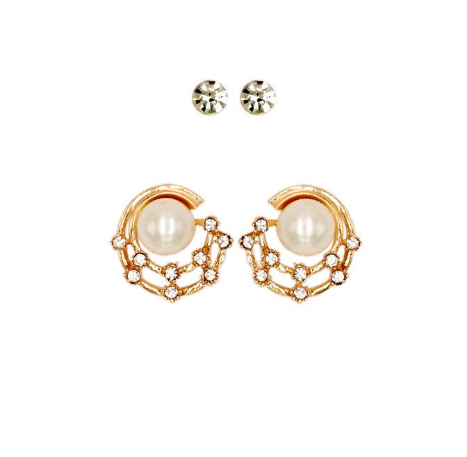 oussum Fashion Pearl Stud Earrings Elegant Women Jewelry For Wedding Gift