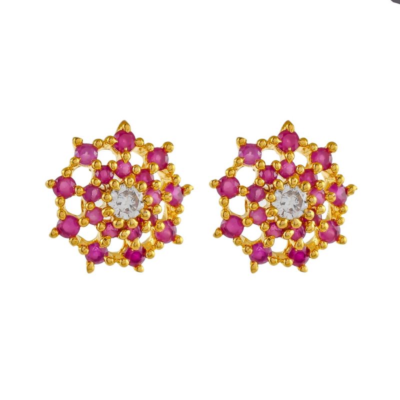 Oussum Flower Cluster Earrings Jewelry CZ Earrings Round Ear Stud For Women Party Gift