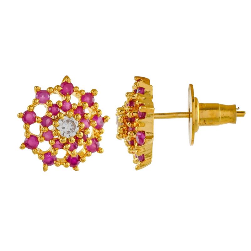 Oussum Flower Cluster Earrings Jewelry CZ Earrings Round Ear Stud For Women Party Gift