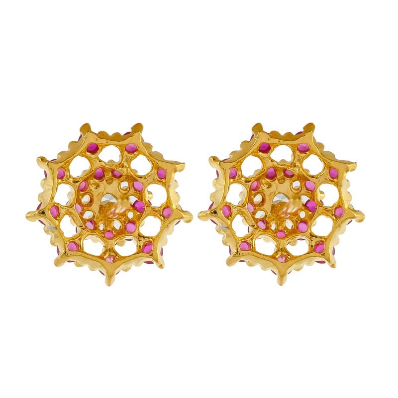 Oussum Flower Cluster Earrings Jewelry CZ Earrings Round Ear Stud For Women Party Gift