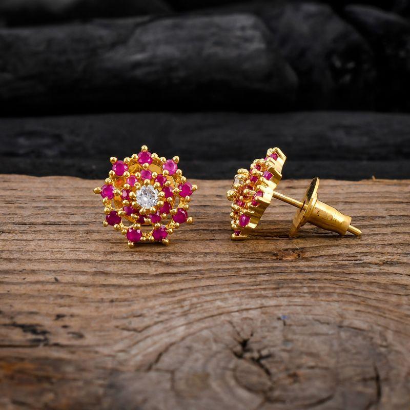 oussum Flower Cluster Earrings Jewelry CZ Earrings Round Ear Stud For Women Party Gift