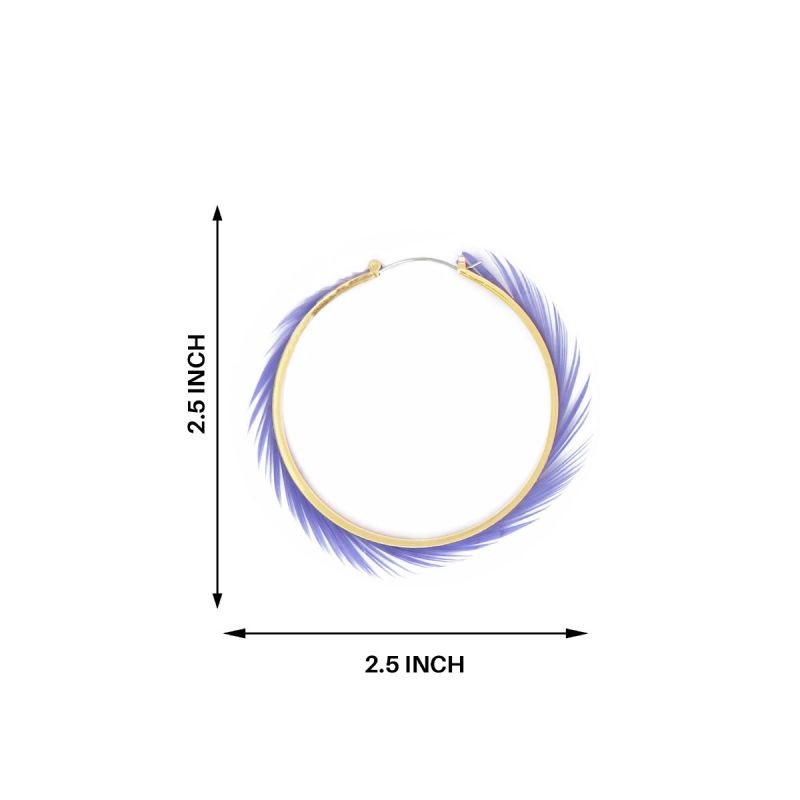Oussum Fringe Feather Hoop Earrings Bohemian Round Ear Jewelry For Women Fashion