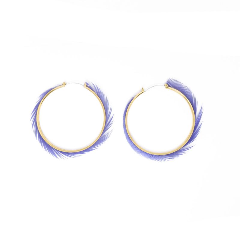 oussum Fringe Feather Hoop Earrings Bohemian Round Ear Jewelry for Women Fashion