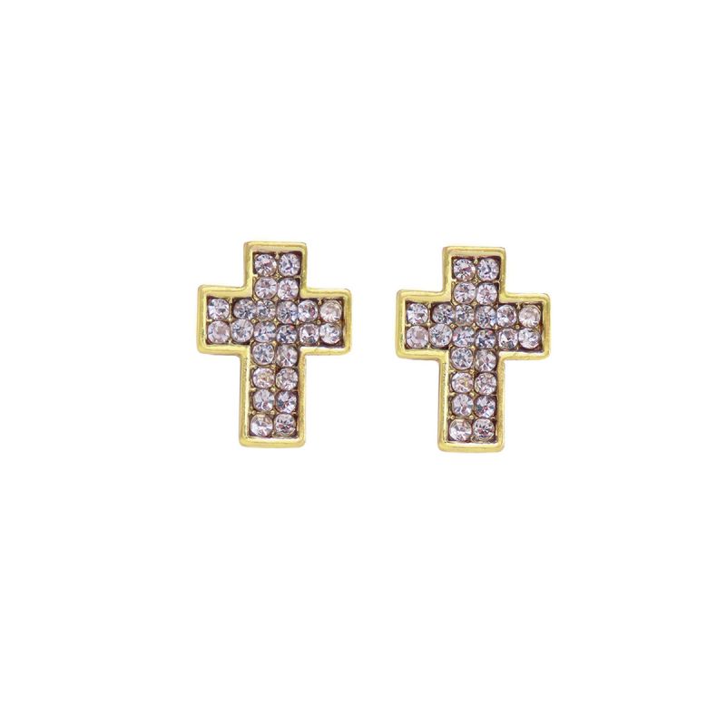 oussum Gold Cubic Zirconia Cross Stud Earrings for Women