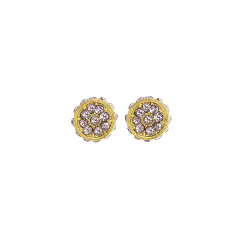 oussum Gold Cubic Zirconia Flower Stud Earrings for Women