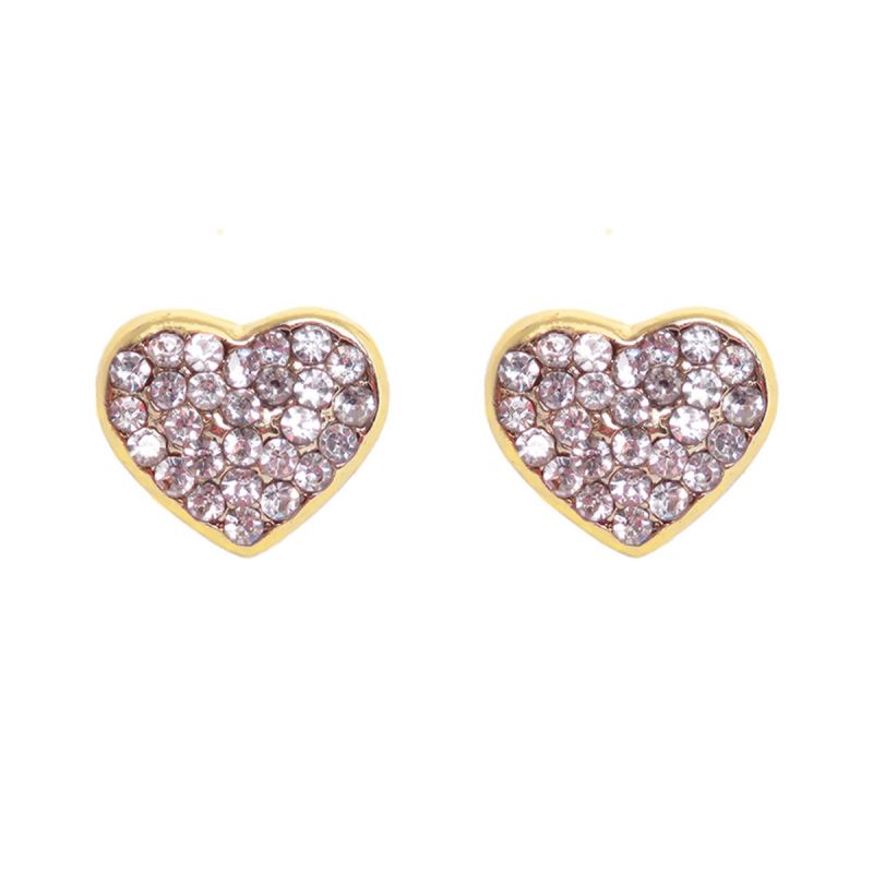oussum Gold Cubic Zirconia Heart Stud Earrings for Ladies