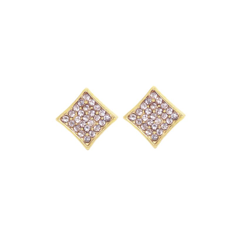 oussum Gold Cubic Zirconia Rhombus Ear Studs Fashion Earrings for Ladies