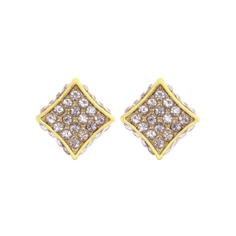 oussum Gold Cubic Zirconia Rhombus Earrings Studs Fashion for Women