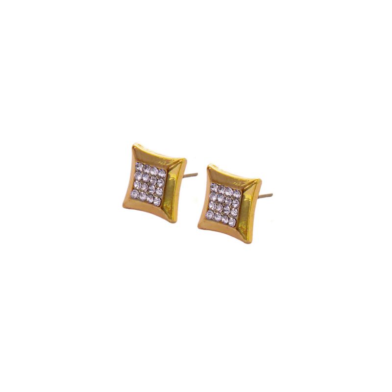 Oussum Gold Cubic Zirconia Rhombus Stud Fashion Earrings For Women
