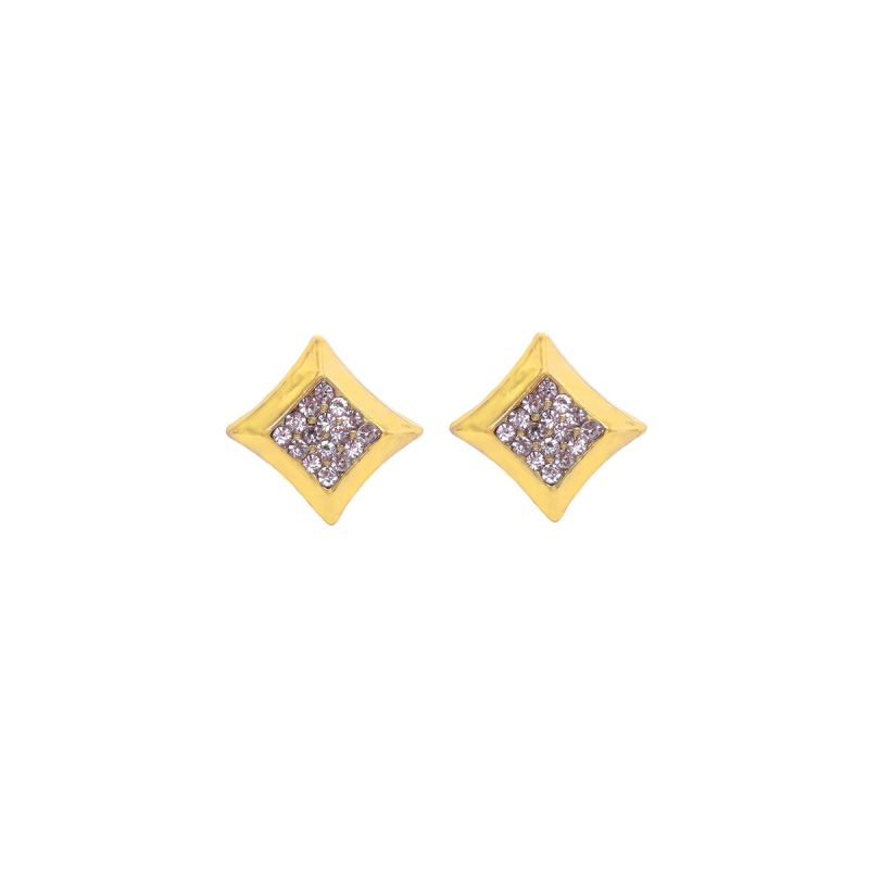 oussum Gold Cubic Zirconia Rhombus Stud Fashion Earrings for Women