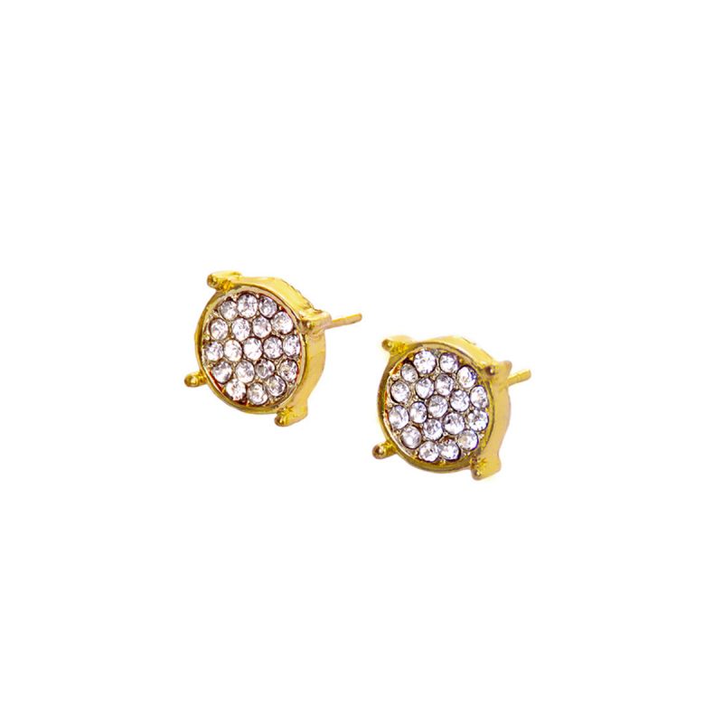 Oussum Gold Cubic Zirconia Round Stud Earrings For Ladies