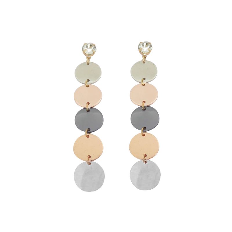 Oussum Gray Gold Plated Disk Drop Fashion Earrings For Womens