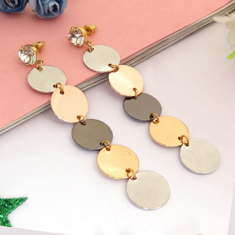 oussum Gray Gold Plated Disk Drop Fashion Earrings For Womens oussum Gray Gold Plated Disk Drop Fashion Earrings For Womens