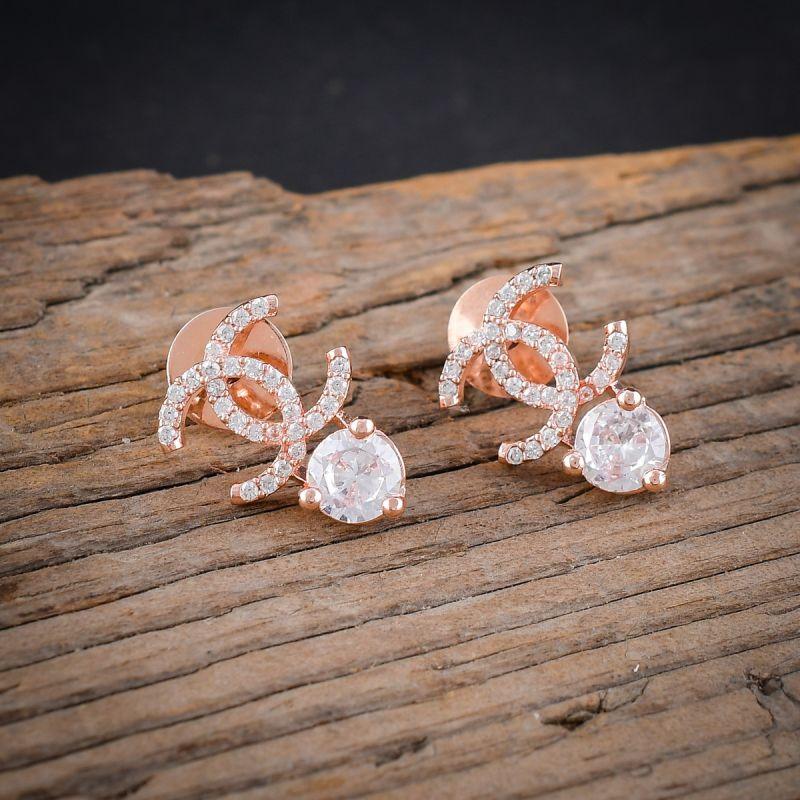 oussum Indian Handmade Round Stone Fashion CZ Stud Earring