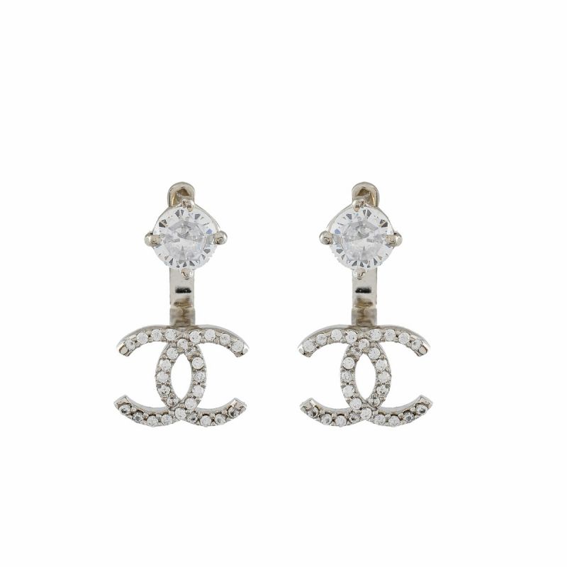 Oussum Indian Handmade White CZ Round Stone Stud Earring