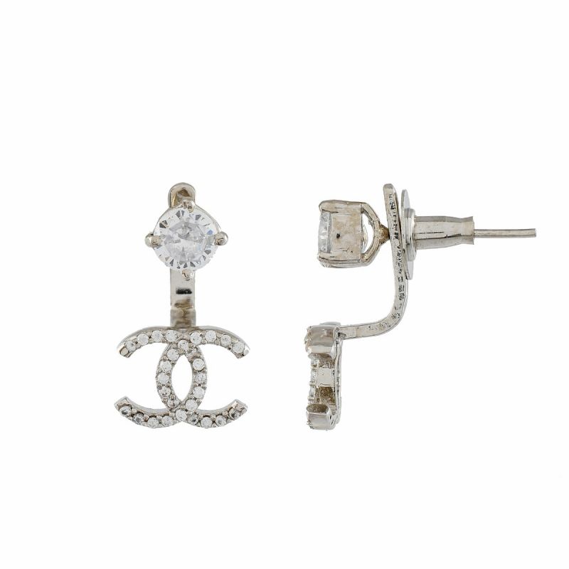 Oussum Indian Handmade White CZ Round Stone Stud Earring