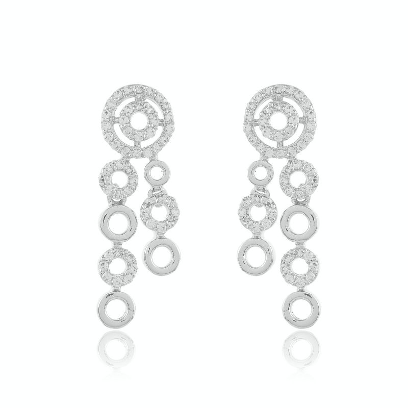 Oussum Ladies Cubic Zirconia Brass Alloy Metal Silver Plated Necklace With Earring