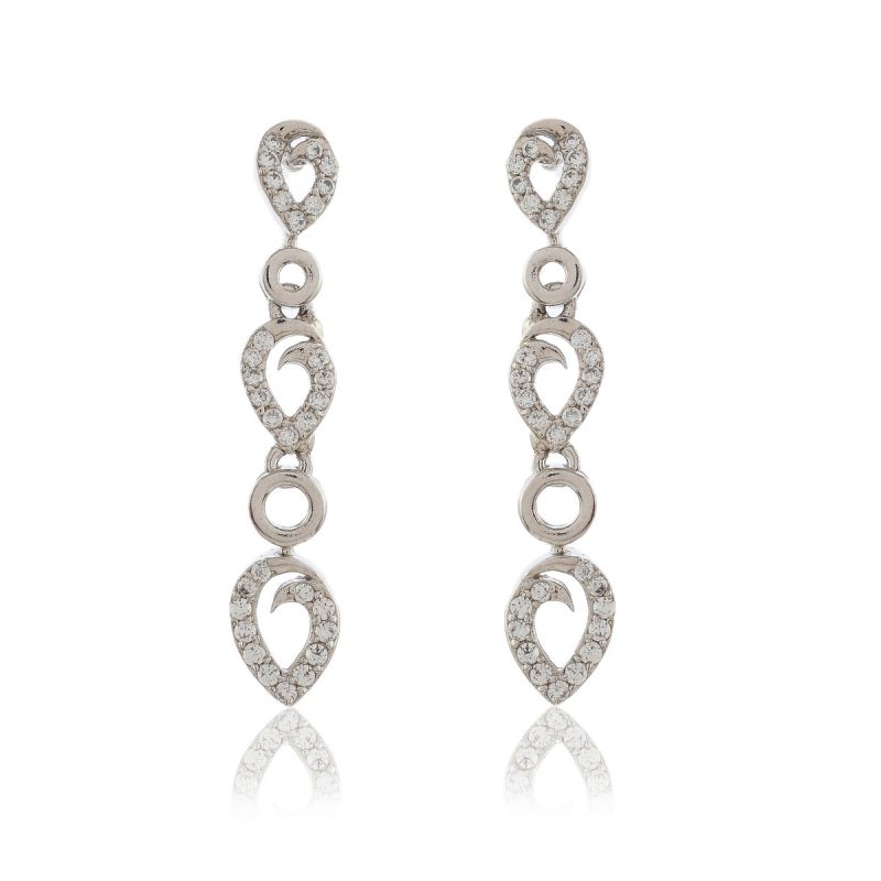 Oussum Ladies Cubic Zirconia Silver Plated Necklace With Earrings For All Occasion