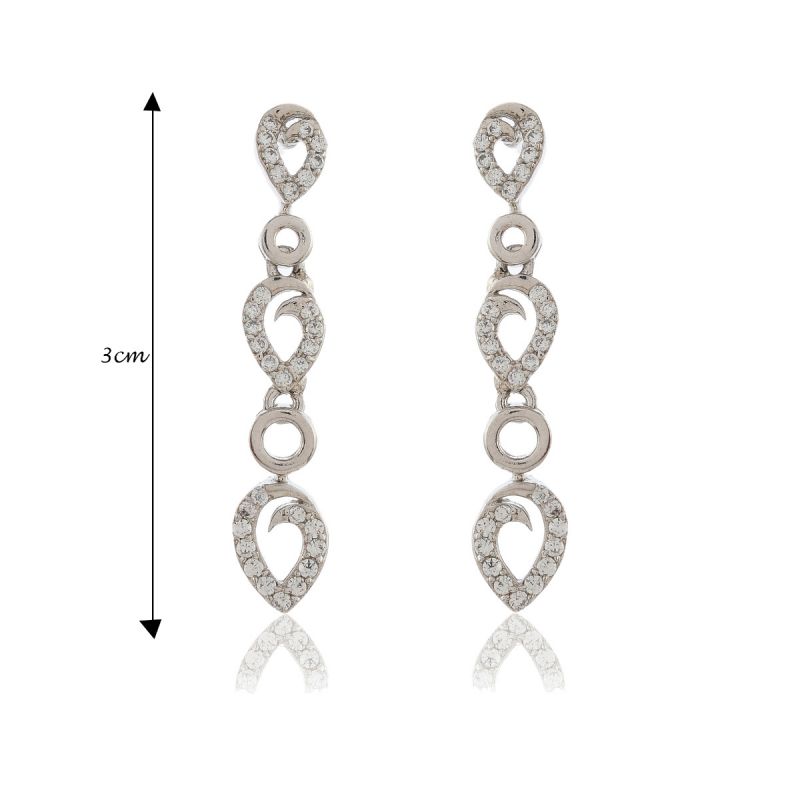 Oussum Ladies Cubic Zirconia Silver Plated Necklace With Earrings For All Occasion