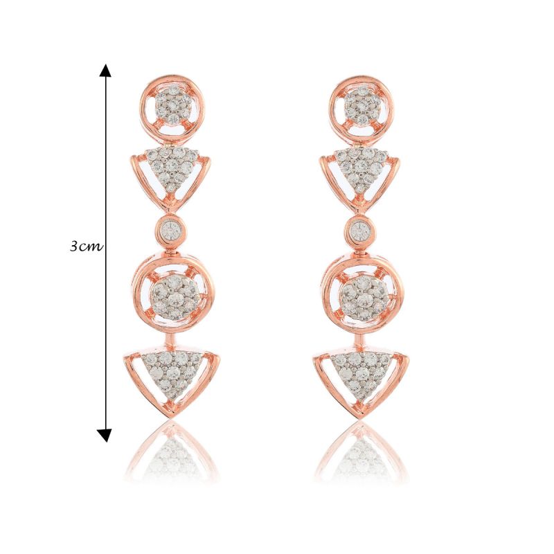 Oussum Ladies CZ White Diamond Rose Gold Plated Brass Necklace Set For All Occasion