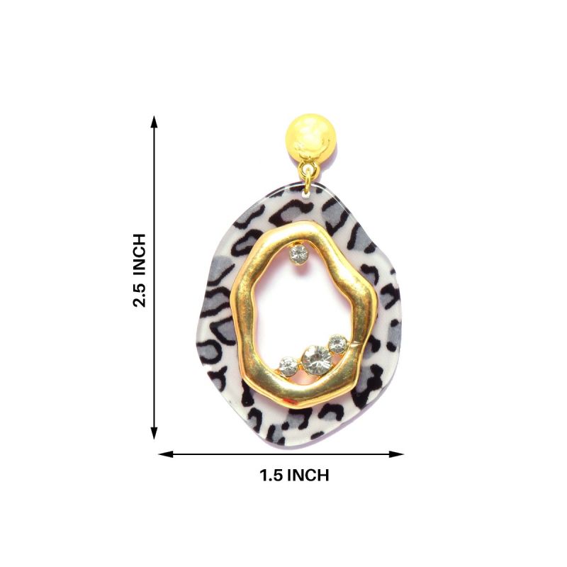 Oussum Leopard Print Resin Dangle Earrings For Women Fashion Ear Jewelry