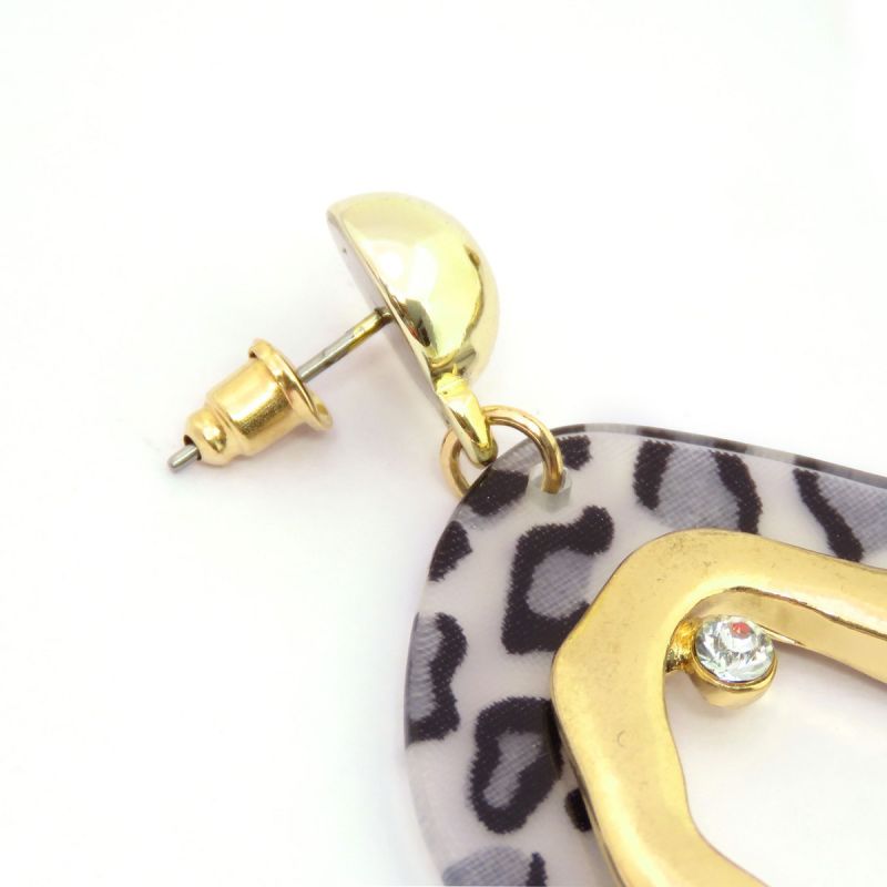 Oussum Leopard Print Resin Dangle Earrings For Women Fashion Ear Jewelry