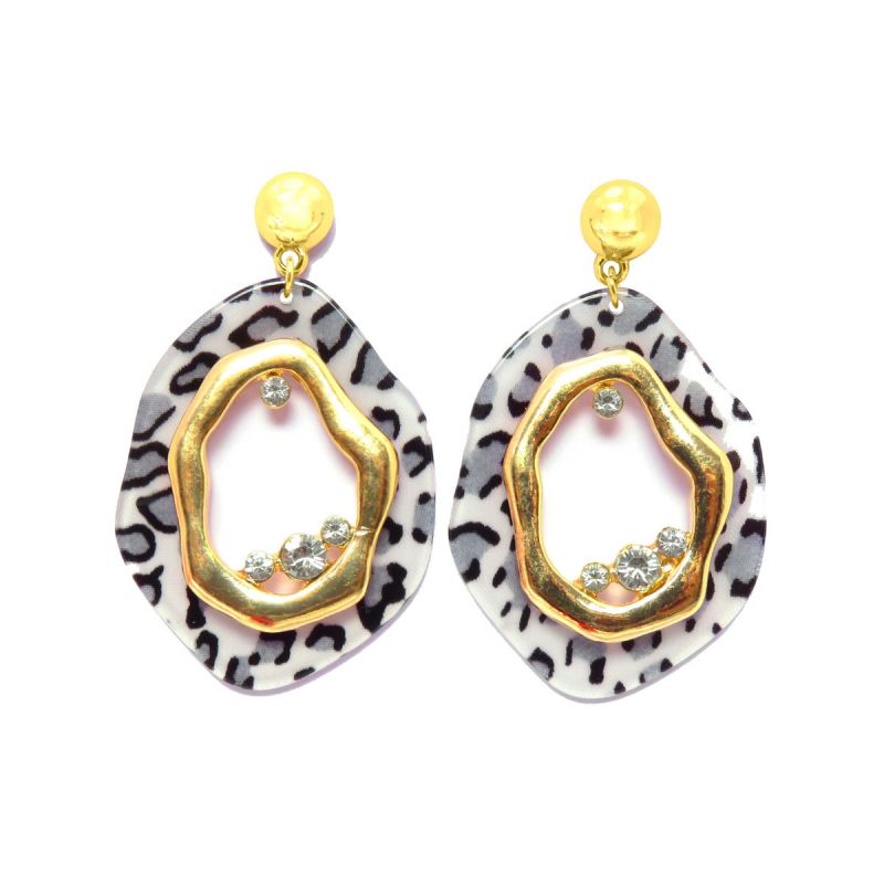 oussum Leopard Print Resin Dangle Earrings for Women Fashion Ear Jewelry