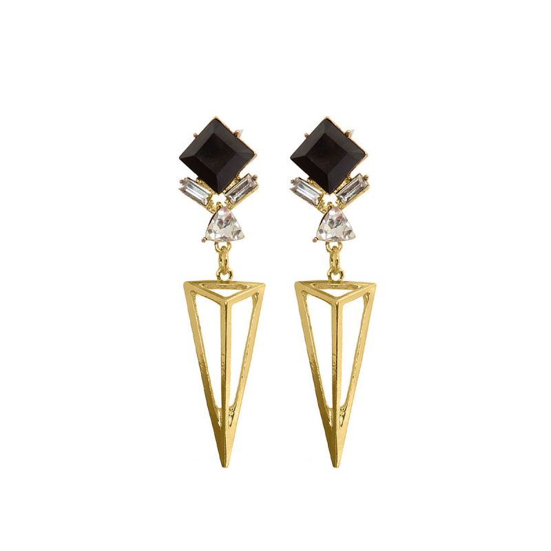 Oussum Long Diamond Geometric Triangle Shape Dangle Earrings For Womens