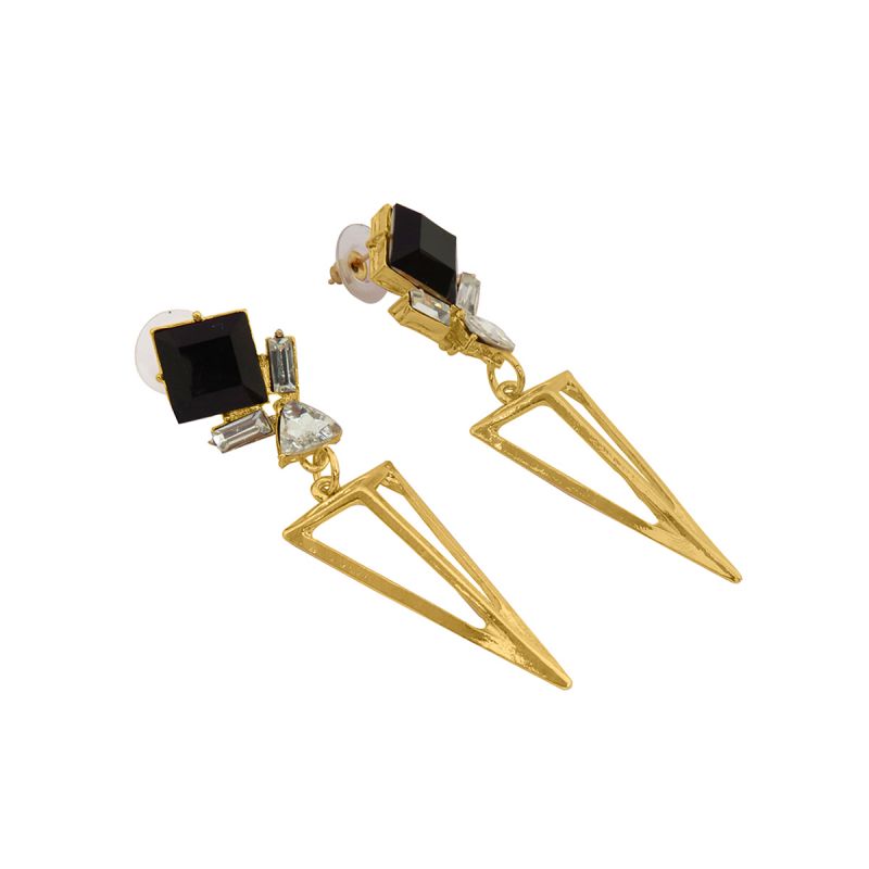 Oussum Long Diamond Geometric Triangle Shape Dangle Earrings For Womens