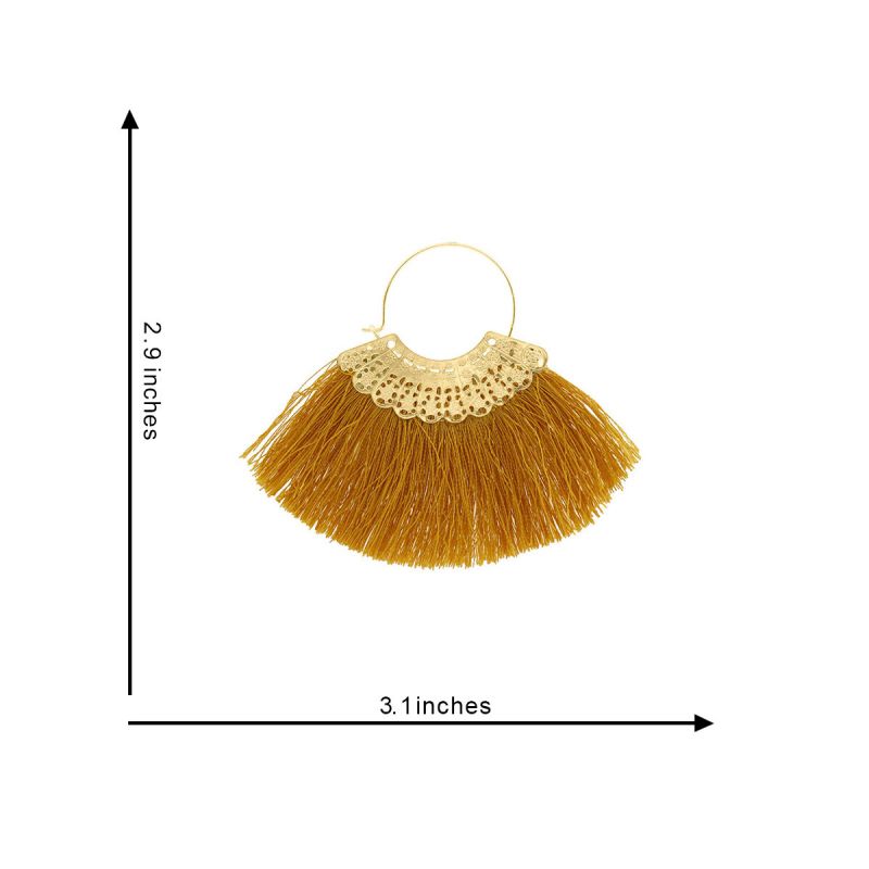 Oussum Orange Gold Plated Thread Tassel Fashion Earrings For Womens