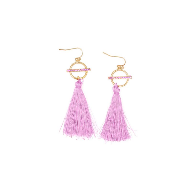 Oussum Rhinestone Crystal Silk Thread Tassel Drop Earrings For Women Jewelry