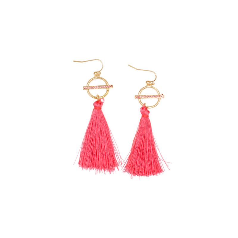 Oussum Rhinestone Crystal Silk Thread Tassel Drop Earrings For Women Jewelry