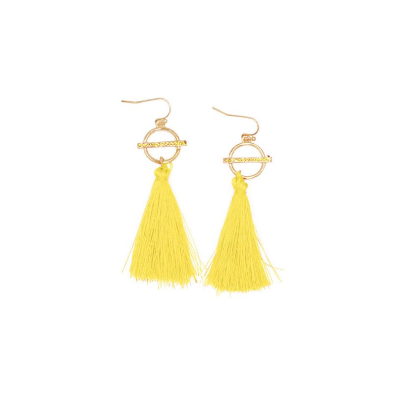 Oussum Rhinestone Crystal Silk Thread Tassel Drop Earrings For Women Jewelry
