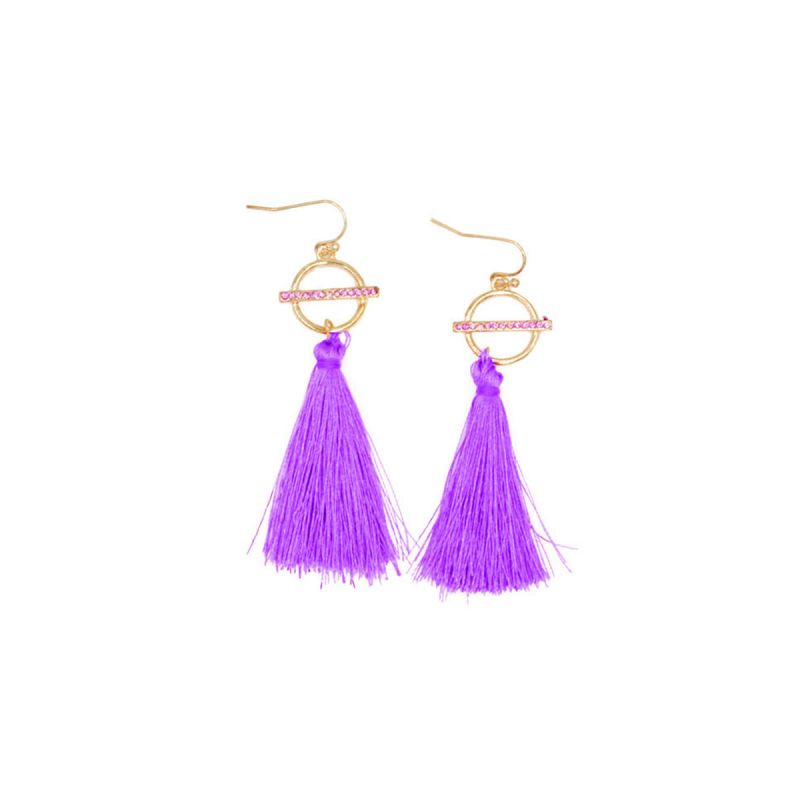oussum Rhinestone Crystal Silk Thread Tassel Drop Earrings for Women Jewelry