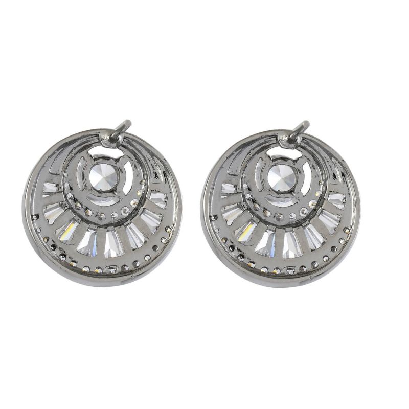 Oussum Round Buguette Cubic Zirconiac Handmade Fashion Stud Earring For Women