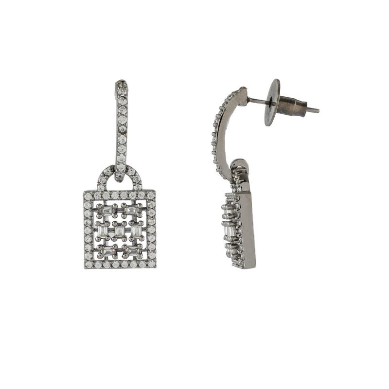 Oussum Round Buguette Lady Elegant Geometric Fashion Cubic Zirconia Stud Earrings For Women