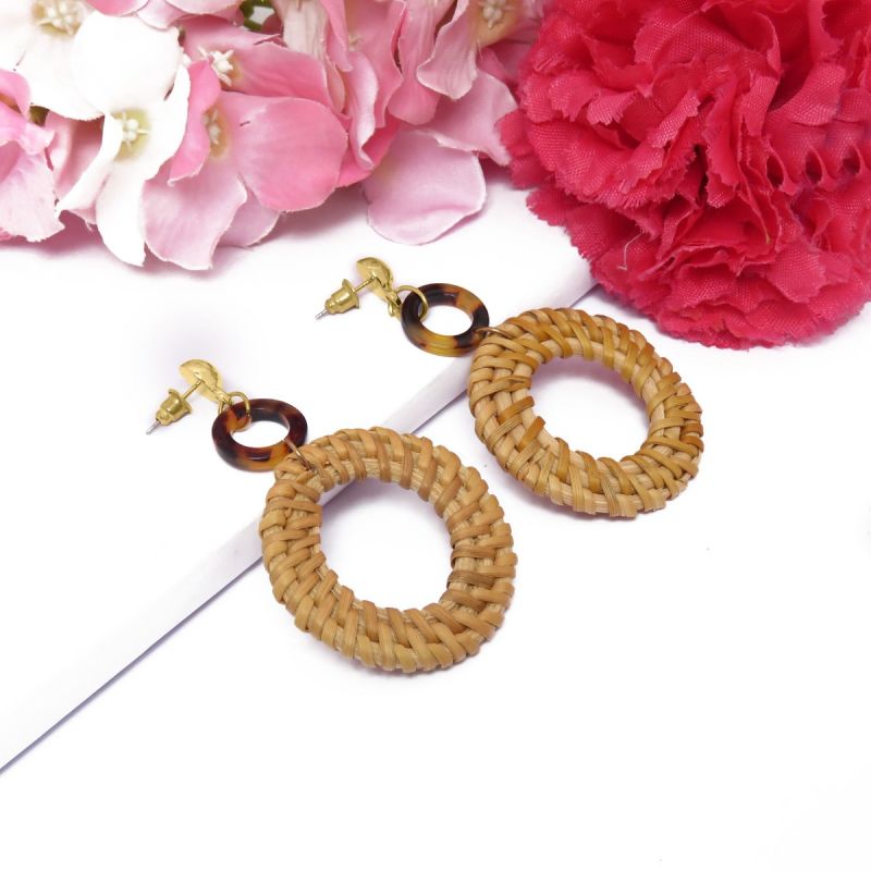 Oussum Round Shape Dangle Earrings Women Fashion Resin Boho Ear Jewelry