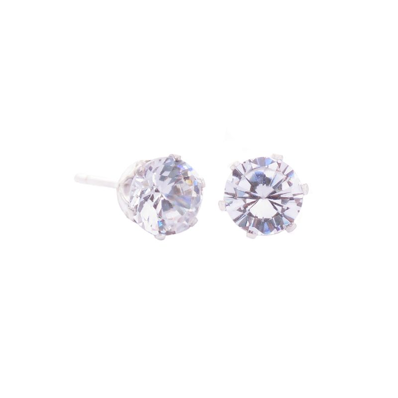 oussum Silver Cubic Zirconia Stud Earrings for Womens Size 5mm
