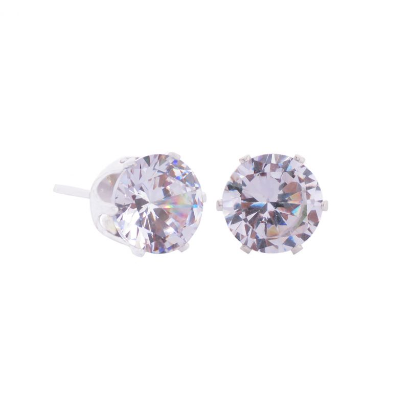 oussum Silver Cubic Zirconia Stud Earrings for Womens Size 6mm