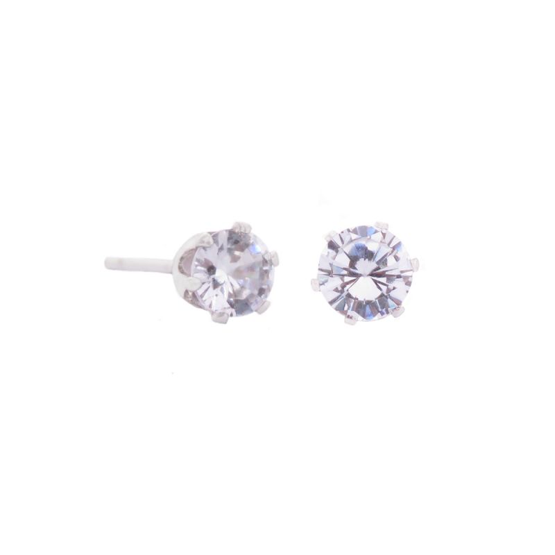 oussum Silver Cubic Zirconia Stud Earrings for Womens Size 4mm