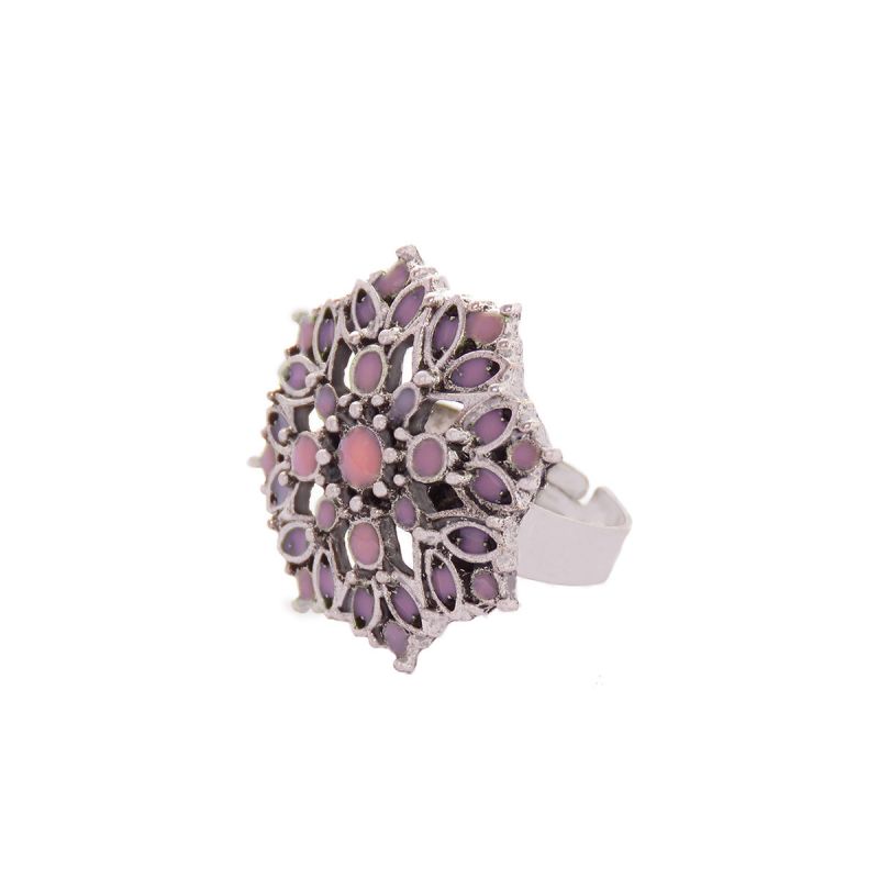 oussum Silver Flower Fashion Cocktail Ring for Women oussum Silver Flower Fashion Cocktail Ring for Women