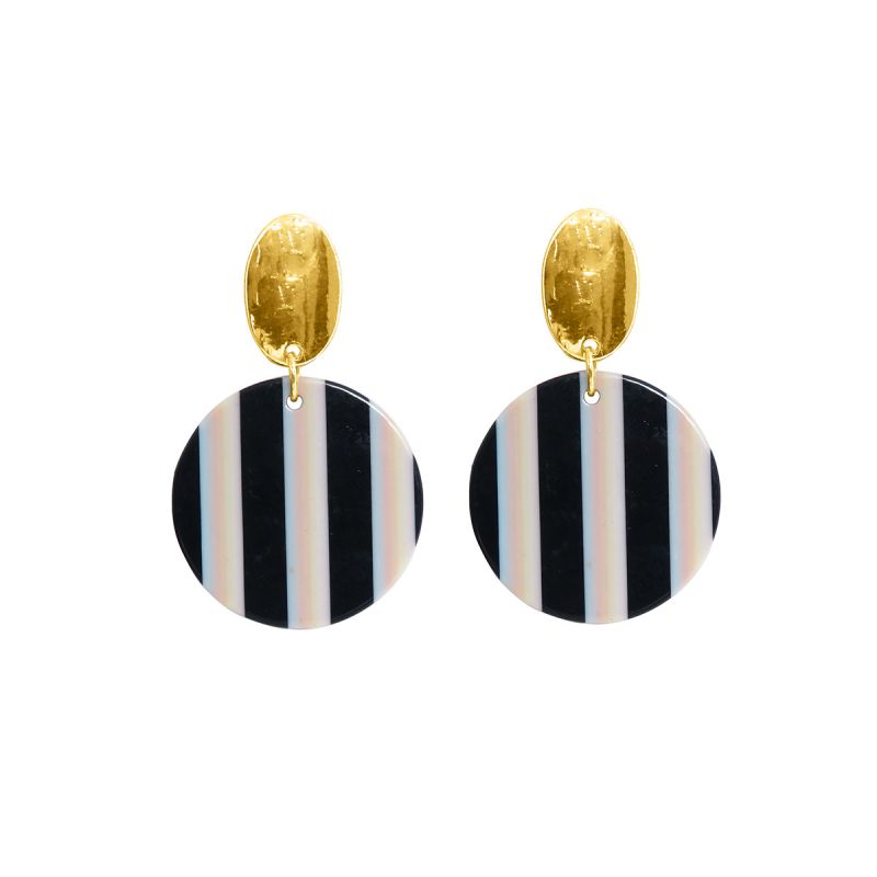 Oussum Stunning Stripes Round Resin Earrings For Womens
