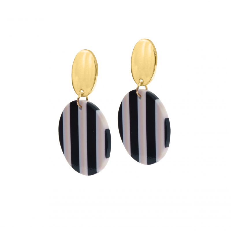 Oussum Stunning Stripes Round Resin Earrings For Womens