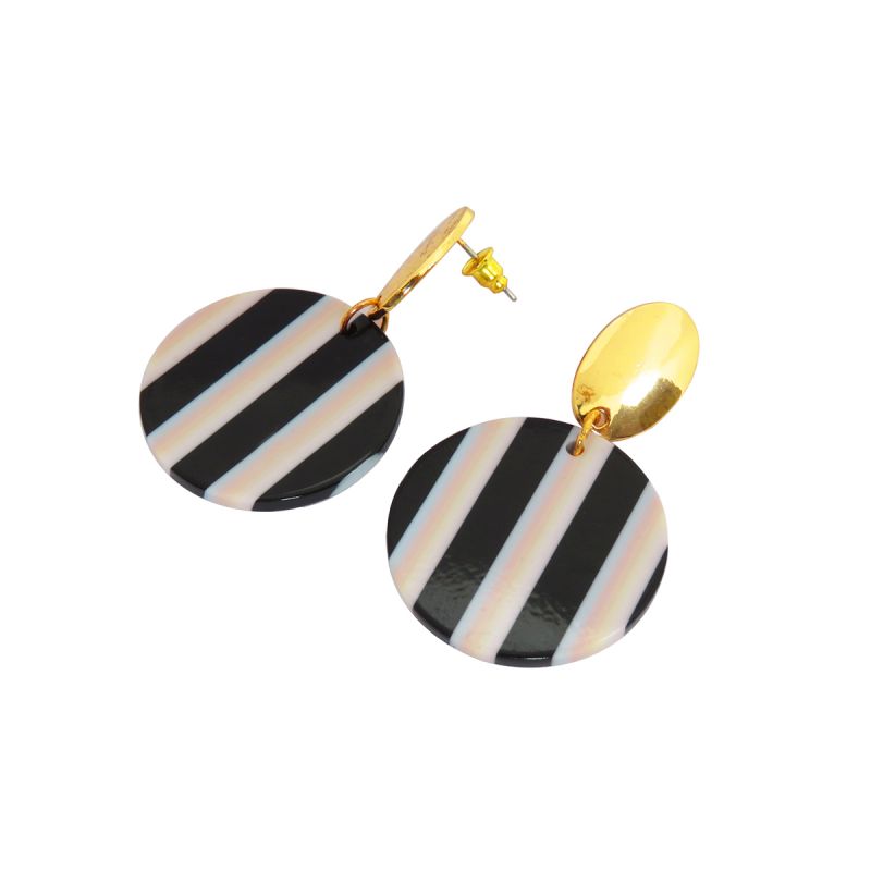 Oussum Stunning Stripes Round Resin Earrings For Womens