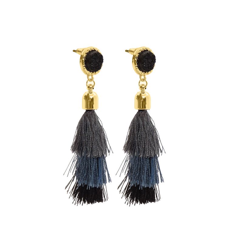 Oussum Three Layer Thread Tassel Fashion Earrings For Womens