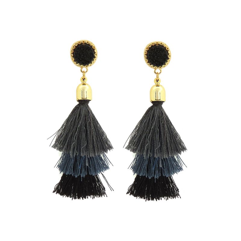 Oussum Three Layer Thread Tassel Fashion Earrings For Womens