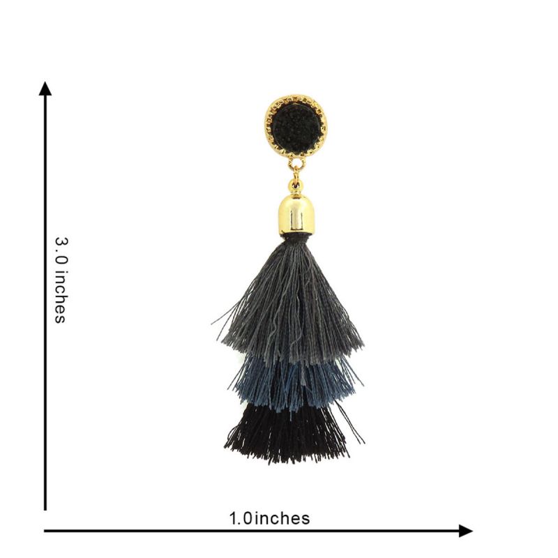 Oussum Three Layer Thread Tassel Fashion Earrings For Womens